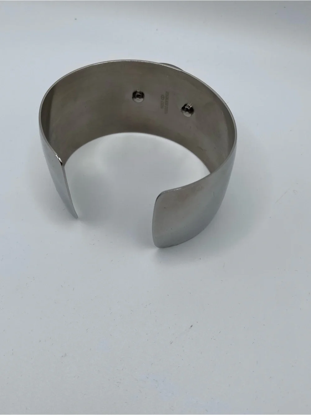 Silver tone Cuff Bracelet with Eclectic Red Crystal Oval Accent